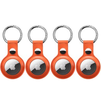 Case2go 4-Pack Apple Airtag-sleutelhanger - PU Leren AirTag Hanger - AirTag Apple Hoesje - Oranje