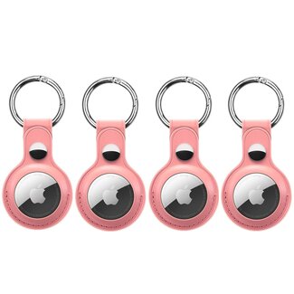 Case2go 4-Pack Apple Airtag-sleutelhanger - PU Leren AirTag Hanger - AirTag Apple Hoesje - Roze