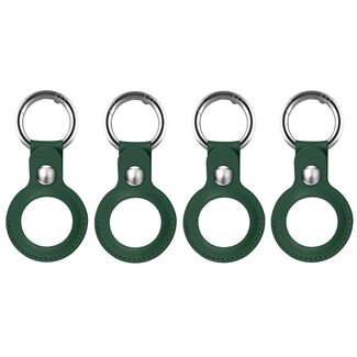 Case2go 4-Pack Apple Airtag-sleutelhanger - PU Leren AirTag Hanger - AirTag Apple Hoesje - Groen