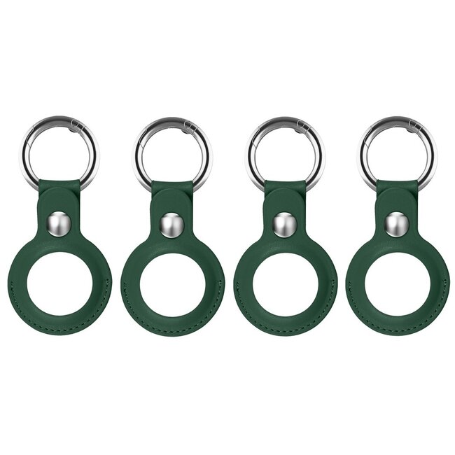 4-Pack Apple Airtag-sleutelhanger - PU Leren AirTag Hanger - AirTag Apple Hoesje - Donker Groen