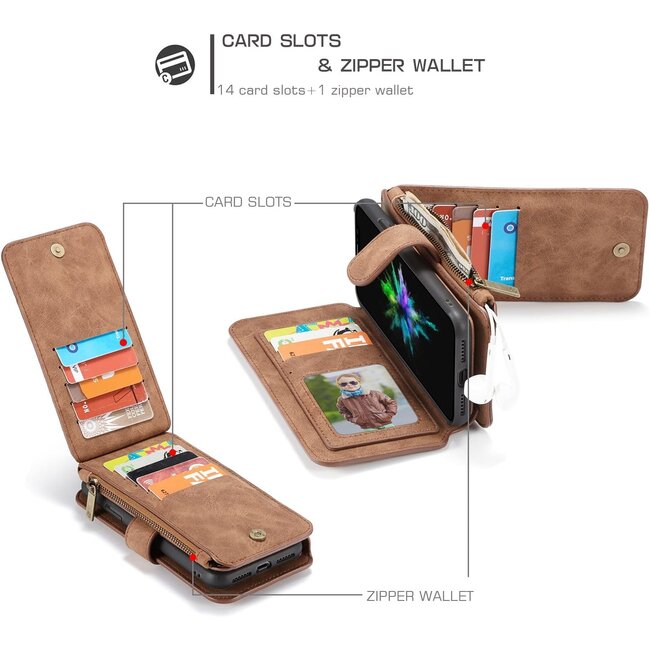 CaseMe - Huawei P40 Pro Plus hoesje - 2 in 1 Wallet Book Case - Bruin