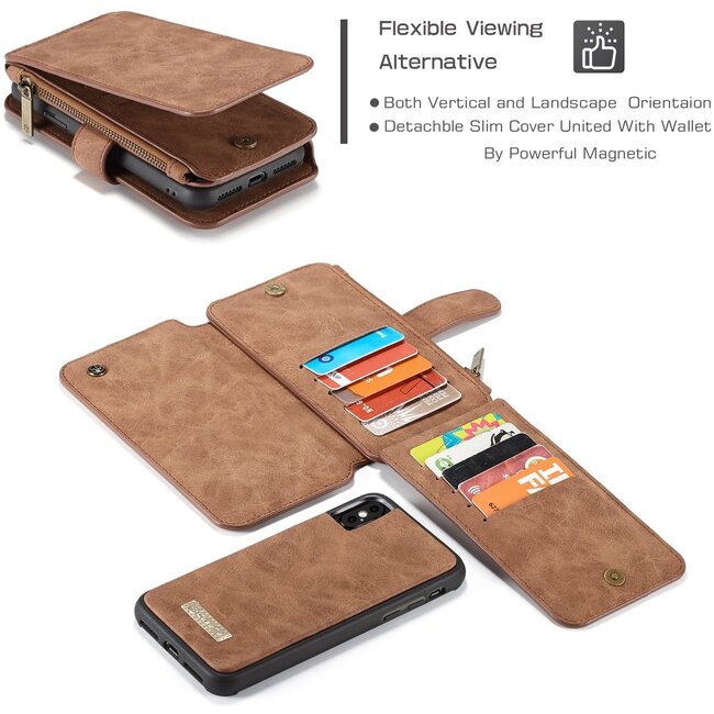 CaseMe - Huawei P40 Pro Plus hoesje - 2 in 1 Wallet Book Case - Bruin