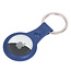 Apple Airtag-sleutelhanger - Siliconen  AirTag Hanger met Leren Print - AirTag Apple Hoesje - Donker Blauw