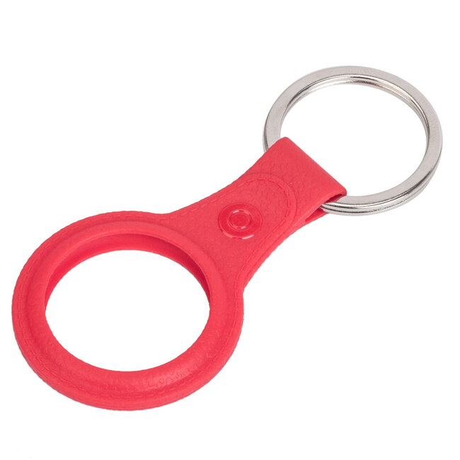 Apple Airtag-sleutelhanger - Siliconen AirTag Hanger met Leren Print - AirTag Apple Hoesje - Rood