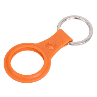 Case2go Apple Airtag-sleutelhanger - Siliconen AirTag Hanger met Leren Print - AirTag Apple Hoesje - Oranje