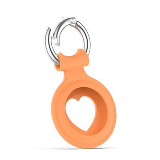 Case2go Apple Airtag-sleutelhanger - Siliconen  AirTag Hanger met Hartje - AirTag Apple Hoesje - Oranje