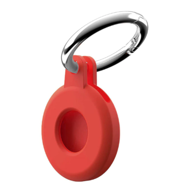 Apple - Airtag-Sleutelhanger - Siliconen Airtag Hoesje - Airtag hanger - Airtag case met sleutelhanger clip - Rood