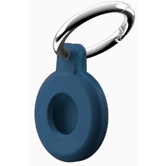 Case2go Apple - Airtag-Sleutelhanger - Siliconen Airtag Hoesje - Airtag hanger - Airtag case met sleutelhanger clip - Donker blauw