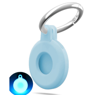 Case2go Apple - Airtag-Sleutelhanger - Siliconen Airtag Hoesje - Airtag hanger - Airtag case met sleutelhanger clip - Pastel Blauw