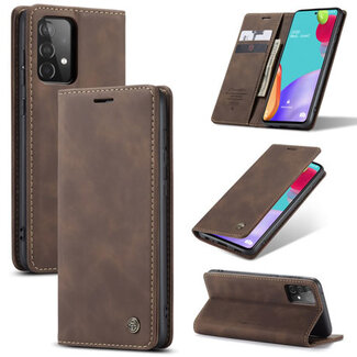 CaseMe CaseMe - Samsung Galaxy A02s Hoesje - Wallet Book Caseac - Magneetsluiting - Donker Bruin