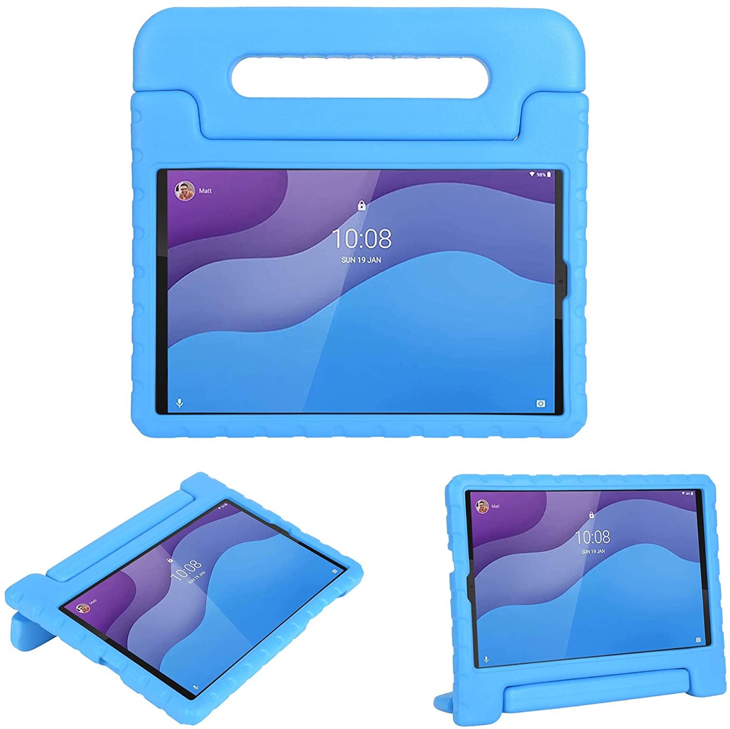 Lenovo Tab M10 HD Hoes - 2e Generatie - 10.1 Inch - Schokbestendige Lenovo Hoes voor Kinderen met Handvat - Licht Blauw afbeelding