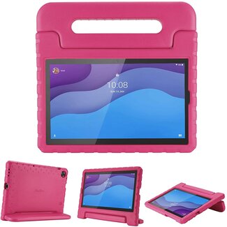 Case2go Lenovo Tab M10 HD Hoes - 2e Generatie - 10.1 Inch - Schokbestendige Lenovo Hoes voor Kinderen met Handvat - Magenta