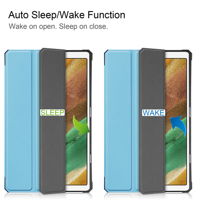 Case2go - Hoes voor de Samsung Galaxy Tab A7 Lite (2021) - 8.7 inch - TPU Tri-Fold Book Case - Licht Blauw