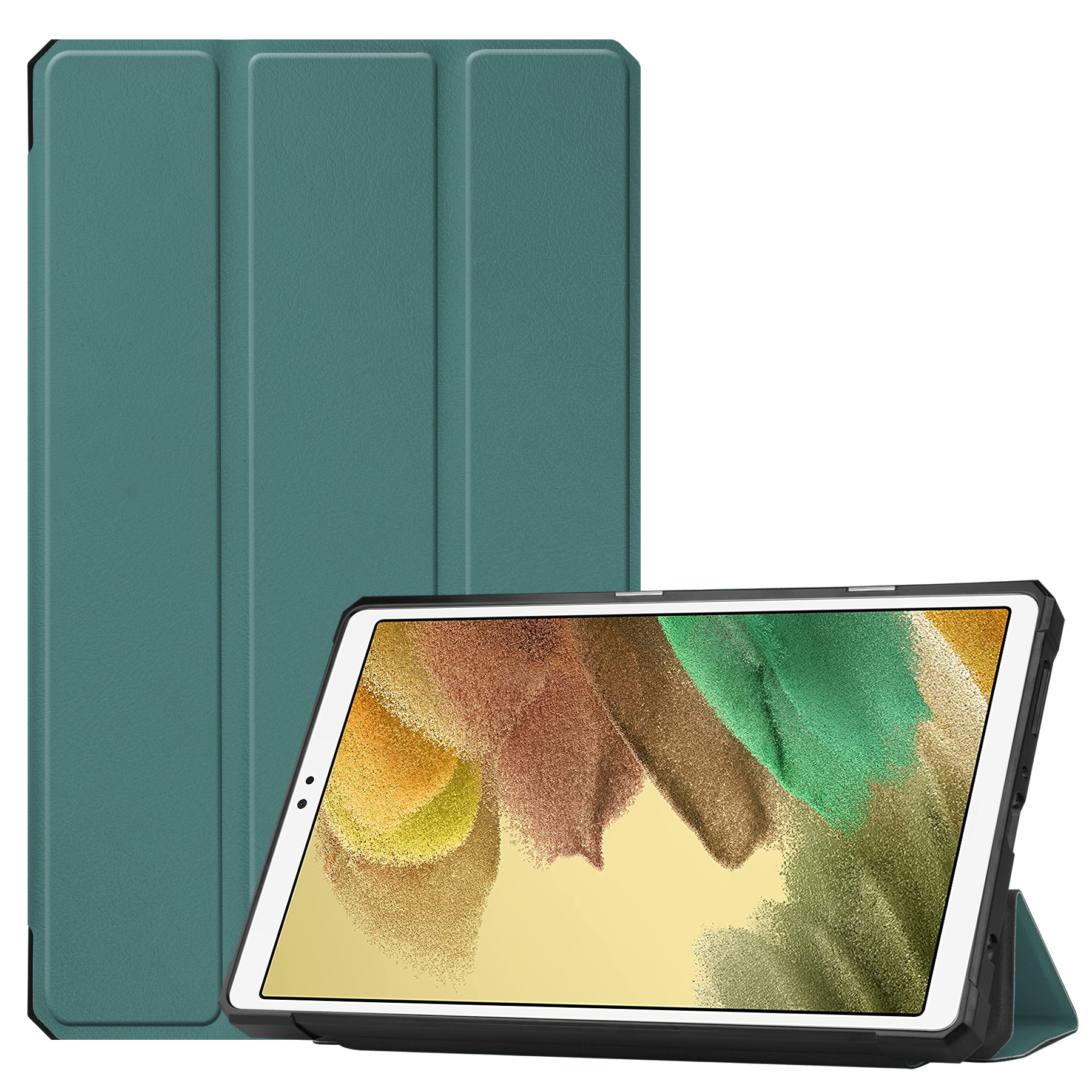 Samsung Galaxy Tab A7 Lite Hoes - 8.7 inch - TPU Tri-Fold Book Case - Donker Groen afbeelding