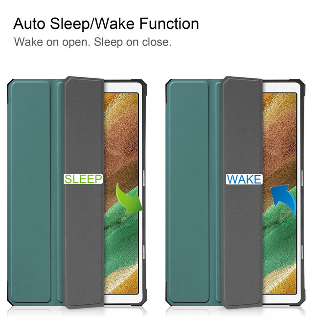 Case2go - Hoes voor de Samsung Galaxy Tab A7 Lite (2021) - 8.7 inch - TPU Tri-Fold Book Case - Donker Groen
