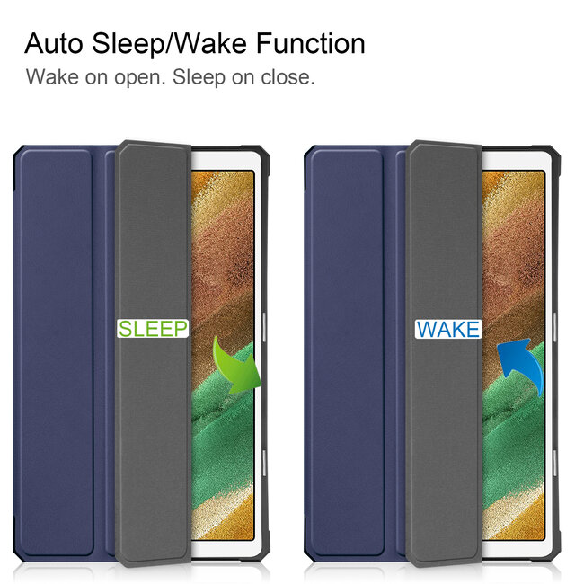 Case2go - Hoes voor de Samsung Galaxy Tab A7 Lite (2021) - 8.7 inch - TPU Tri-Fold Book Case - Donker Blauw