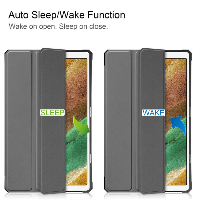 Case2go - Hoes voor de Samsung Galaxy Tab A7 Lite (2021) - 8.7 inch - TPU Tri-Fold Book Case - Grijs