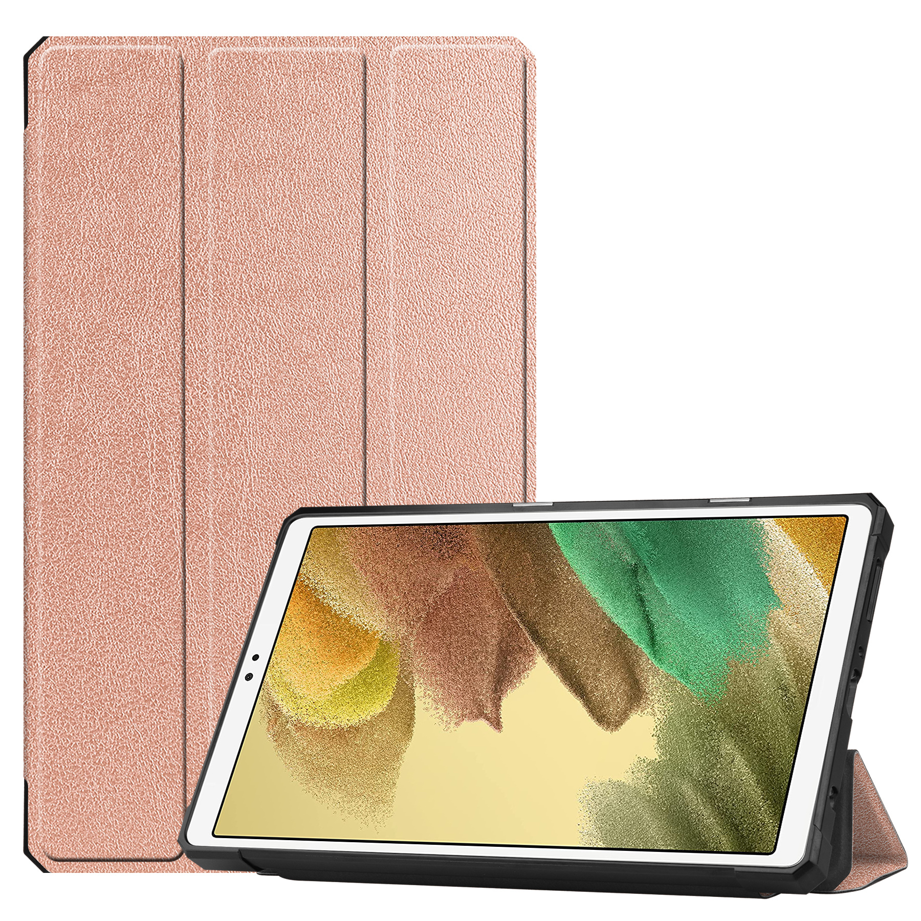Samsung Galaxy Tab A7 Lite Hoes - 8.7 inch - TPU Tri-Fold Book Case - Rosé -Goud afbeelding
