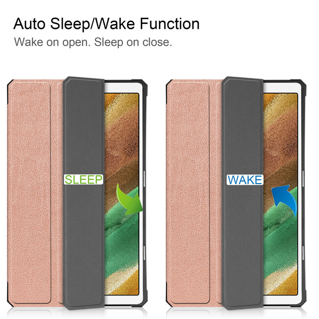 Case2go - Hoes voor de Samsung Galaxy Tab A7 Lite (2021) - 8.7 inch - TPU Tri-Fold Book Case - Rosé -Goud