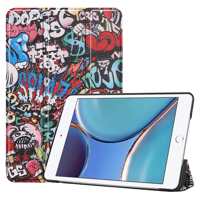 Case2go - Hoes voor de Apple iPad Mini 6 (2021) - Tri-Fold Book Case - Graffiti