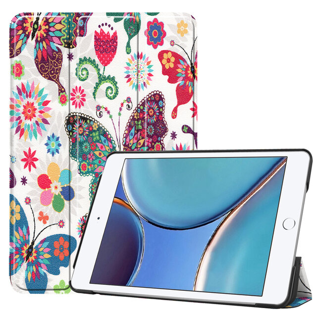 Case2go - Hoes voor de Apple iPad Mini 6 (2021) - Tri-Fold Book Case - Vlinders