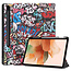 Case2go - Hoes voor de Samsung Galaxy Tab S7 FE - 12.4 inch - Tri-Fold Book Case - Met Pencil Houder - Graffiti