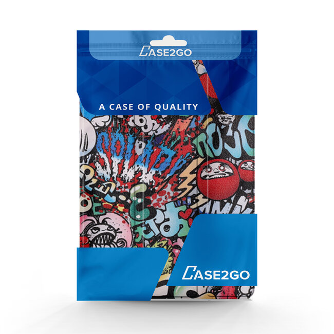 Case2go - Hoes voor de Samsung Galaxy Tab S7 FE - 12.4 inch - Tri-Fold Book Case - Met Pencil Houder - Graffiti