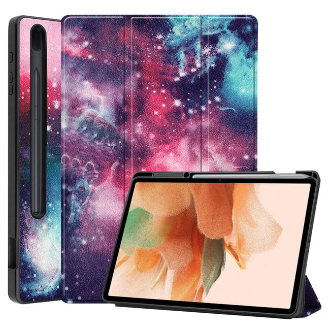 Case2go - Hoes voor de Samsung Galaxy Tab S7 FE - 12.4 inch - Tri-Fold Book Case - Met Pencil Houder - Galaxy