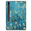 Case2go - Hoes voor de Samsung Galaxy Tab S7 FE - 12.4 inch - Tri-Fold Book Case - Met Pencil Houder - Witte Bloesem