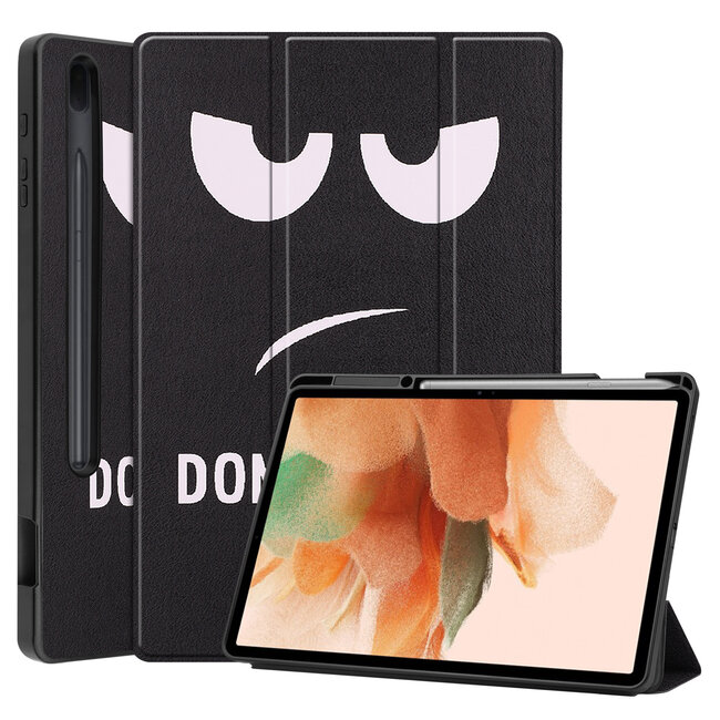 Case2go - Hoes voor de Samsung Galaxy Tab S7 FE - 12.4 inch - Tri-Fold Book Case - Met Pencil Houder - Don't Touch Me