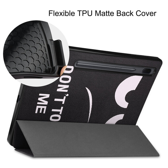 Case2go - Hoes voor de Samsung Galaxy Tab S7 FE - 12.4 inch - Tri-Fold Book Case - Met Pencil Houder - Don't Touch Me