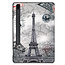 Case2go - Hoes voor de Samsung Galaxy Tab S7 FE - 12.4 inch - Tri-Fold Book Case - Met Pencil Houder - Eiffeltoren