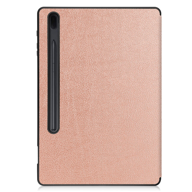 Case2go - Hoes voor de Samsung Galaxy Tab S7 FE - 12.4 inch - Tri-Fold Book Case - Met Pencil Houder - Rosé-Goud
