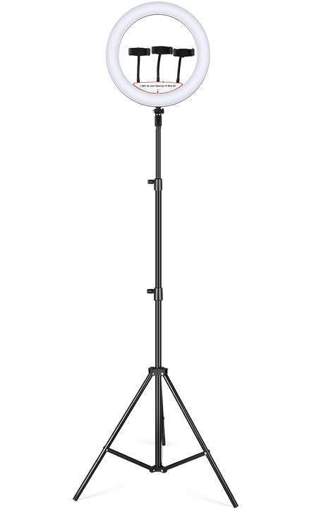 Ringlamp met Statief (Verstelbaar tot 200cm) - Ringlight 14 inch / 36 cm met Telefoonstatief - Gaming  pc Setup Lamp - Tiktok Lamp - Dimbaar afbeelding