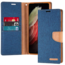 Samsung Galaxy S21 Ultra Hoesje - Mercury Canvas Diary Wallet Case - Hoesje met Pasjeshouder - Blauw