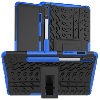 Case2go Samsung Galaxy Tab S7 Hoes - Schokbestendige Back Cover - Met pencil houder - Blauw