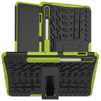 Case2go Samsung Galaxy Tab S7 Hoes - Schokbestendige Back Cover - Met pencil houder - Groen