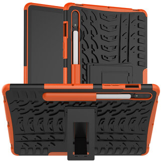 Case2go Samsung Galaxy Tab S7 Hoes - Schokbestendige Back Cover - Met pencil houder - Oranje