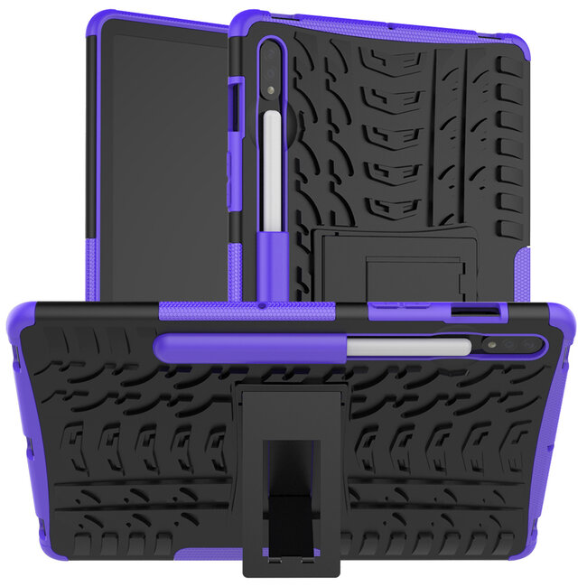 Case2go - Hoes voor Samsung Galaxy Tab S7 - Schokbestendige Back - Met pencil houder - Paars