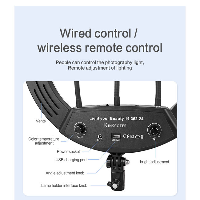 Ringlamp met Statief (Verstelbaar tot 200cm) - Ringlight 14 inch / 36 cm met Telefoonstatief - Gaming  pc Setup Lamp - Tiktok Lamp - Dimbaar