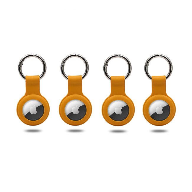 4-Pack Apple Airtag-sleutelhanger - Siliconen AirTag Hoesje - AirTag hanger - Geel