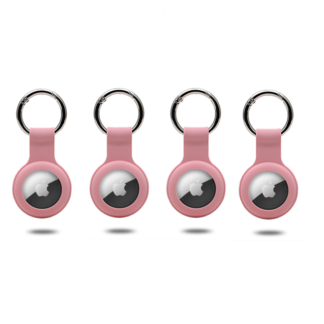 4-Pack Apple Airtag-sleutelhanger - Siliconen AirTag Hoesje - AirTag hanger - Roze