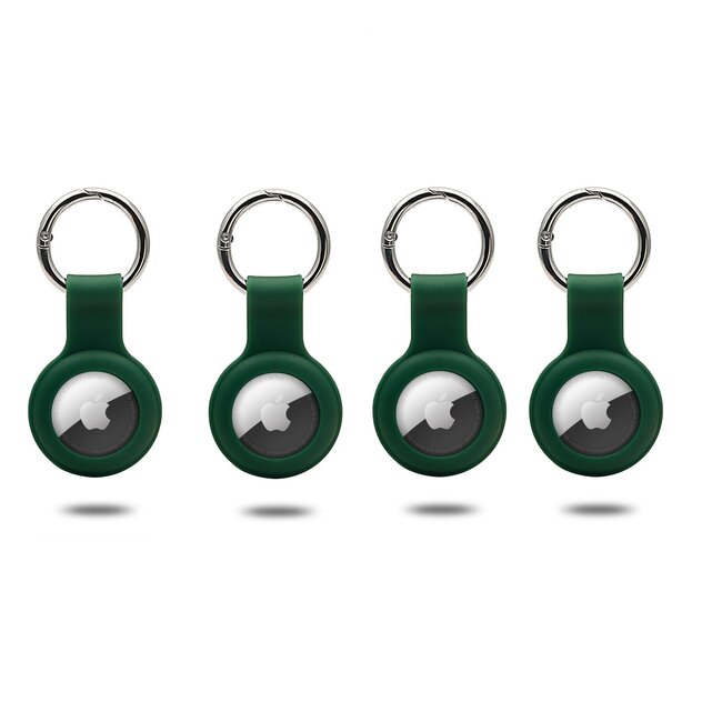 4-Pack Apple Airtag-sleutelhanger - Siliconen AirTag Hoesje - AirTag hanger - Donker Groen