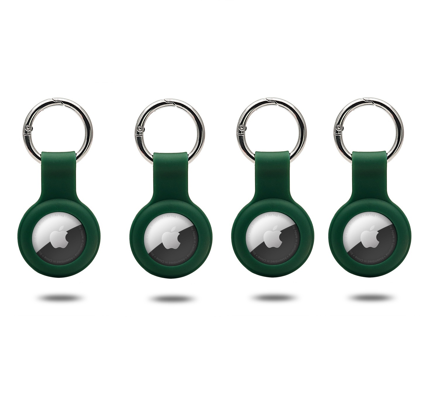 4-Pack Apple Airtag-sleutelhanger - Siliconen AirTag Hoesje - AirTag hanger - Donker Groen afbeelding