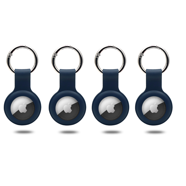 4-Pack Apple Airtag-sleutelhanger - Siliconen AirTag Hoesje - AirTag hanger - Donker Blauw