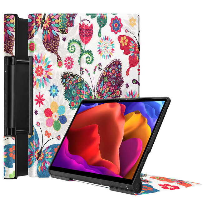 Case2go - Hoes voor de Lenovo Yoga Tab 13 (2021) - Tri-Fold Book Case - Vlinders