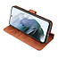 CaseMe - Samsung Galaxy S21 FE Hoesje - Met Magnetische Sluiting - Ming Serie - Leren Book Case - Licht Bruin