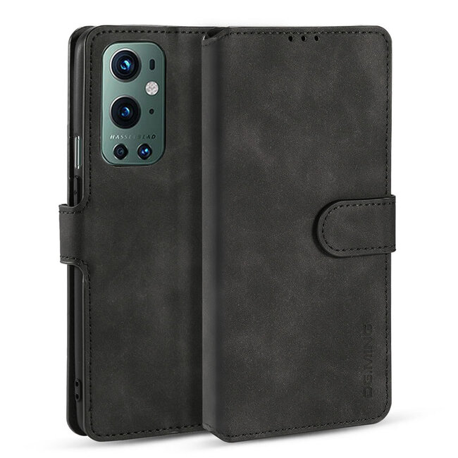 CaseMe - OnePlus 9 Pro Hoesje - Met Magnetische Sluiting - Ming Serie - Leren Book Case - Zwart