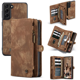 CaseMe CaseMe - Samsung Galaxy S21 FE Hoesje - 2 in 1 Book Case en Back Cover - Bruin