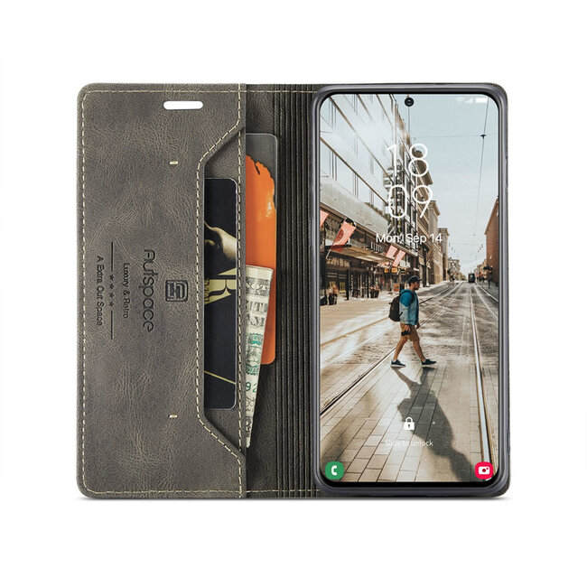 AutSpace - Samsung Galaxy S21 FE Hoesje - Wallet Book Case - Magneetsluiting - met RFID bescherming - Bruin